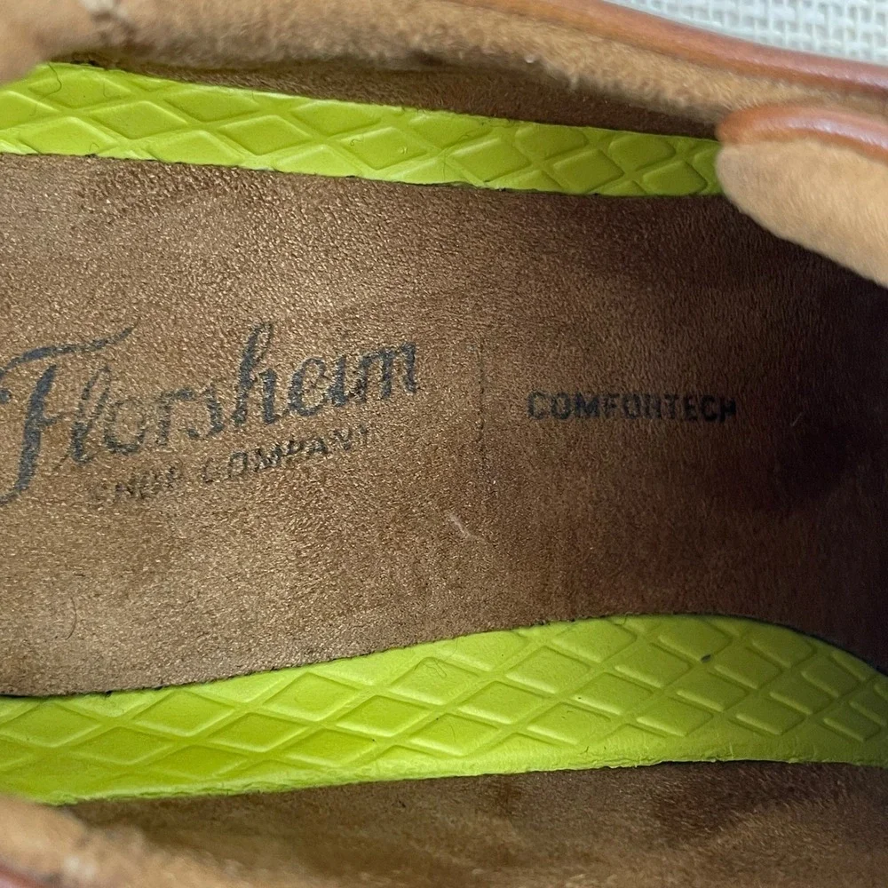 Florsheim Comfortech Mens Tan Leather Plain Toe Oxford Shoes 13369-229 Size 8.5M